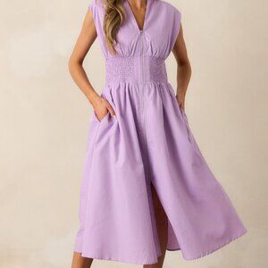 Red Dress The Evette Lavender Zip Front Midi Dress Size MM / Lavender
